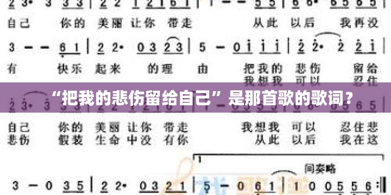 “把我的悲伤留给自己”是那首歌的歌词？